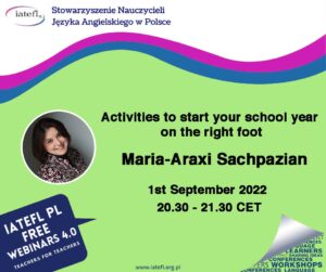 Activities to start your school year on the right foot – a webinar by Maria-Araxi Sachpazian