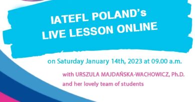 LIVE LESSON 14th January 2023, Saturday at 9.00 IATEFL POLAND Region Wrocław and Teacher Training SIG